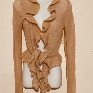 Elegant Tan Ruffle Sweater